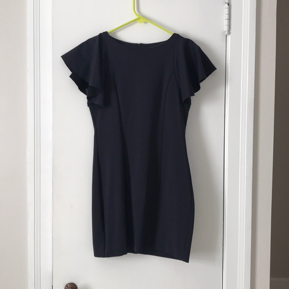 Navy tailored dress from Zara Basics